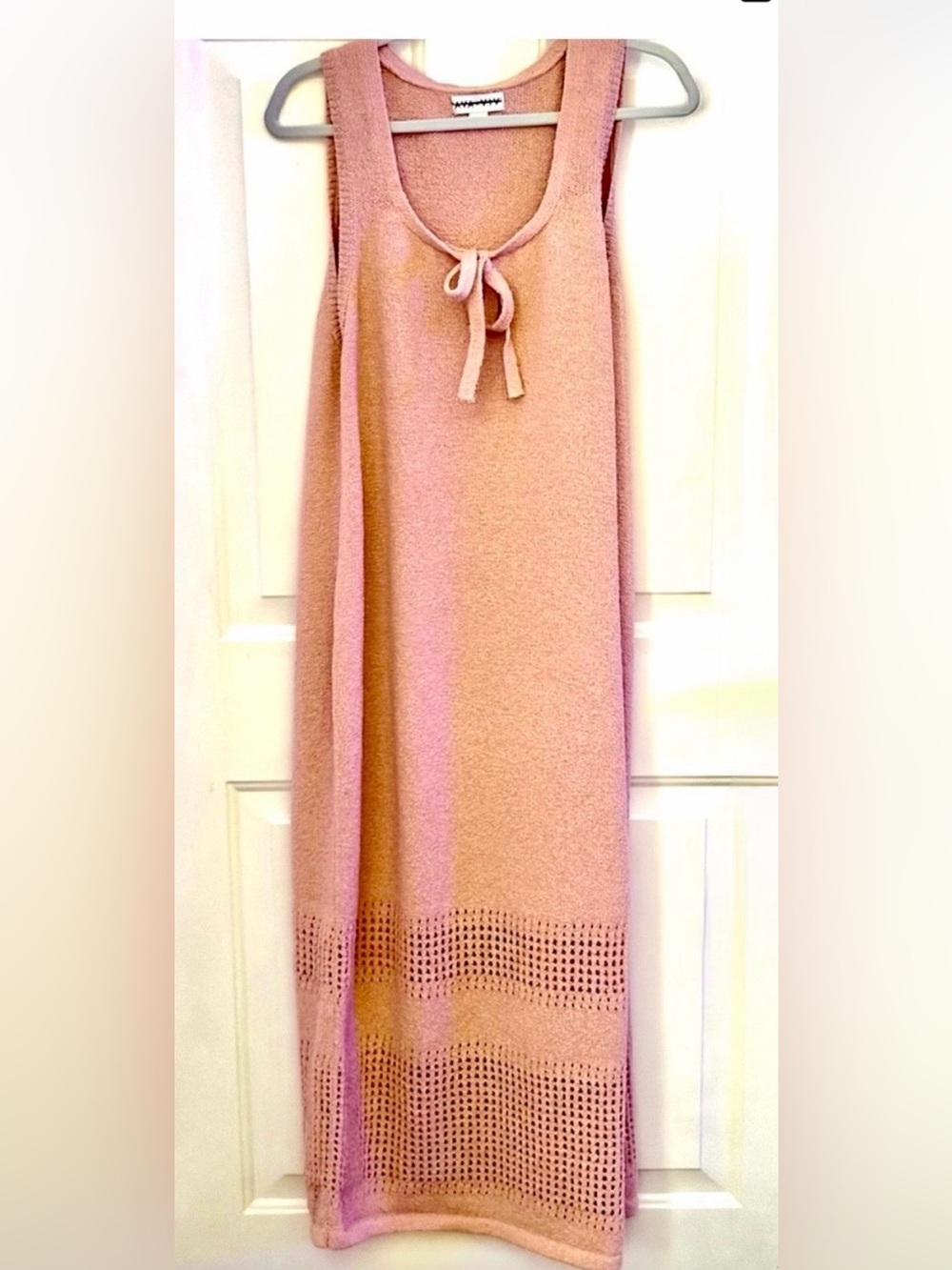Ava & Viv Pink Maxi Tie-Front Knit Tank Dress NWT